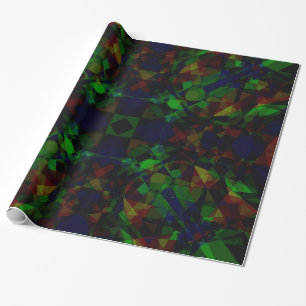 Papel De Presente Cristal Escuro de Mandala Verde
