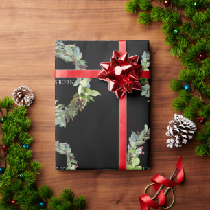 Papel De Presente Cristo é Nascer Natal preto