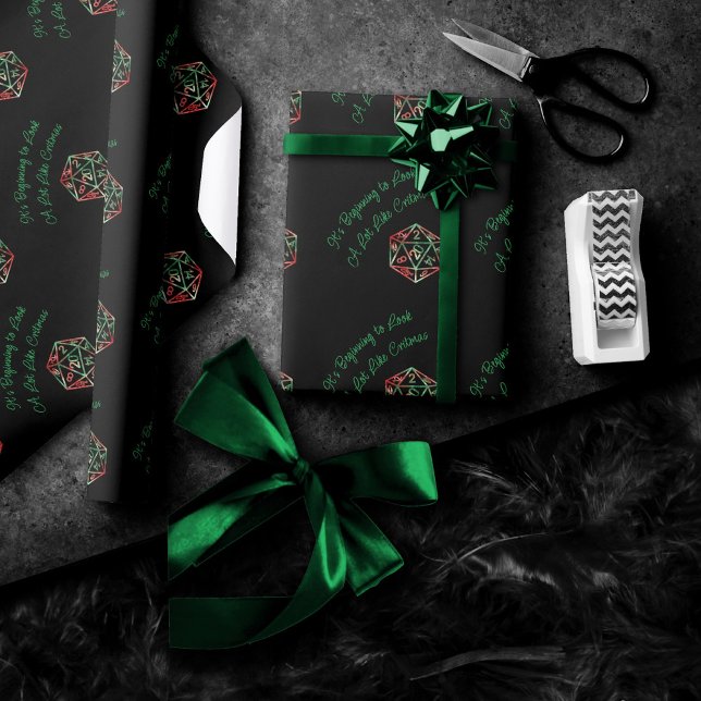 Papel De Presente Critérios RPG | XMAS Fantasy Tabletop Gamer Dice (Criador carregado)
