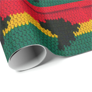 Papel De Presente Crochet jamaicano verde Dourado vermelho do preto
