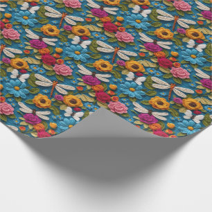 Papel De Presente Crochet Suave Olha Florais E Dragões