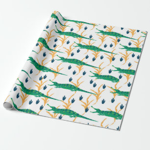 Papel De Presente Crocodilos lindos, padrão uniforme. Animais de de