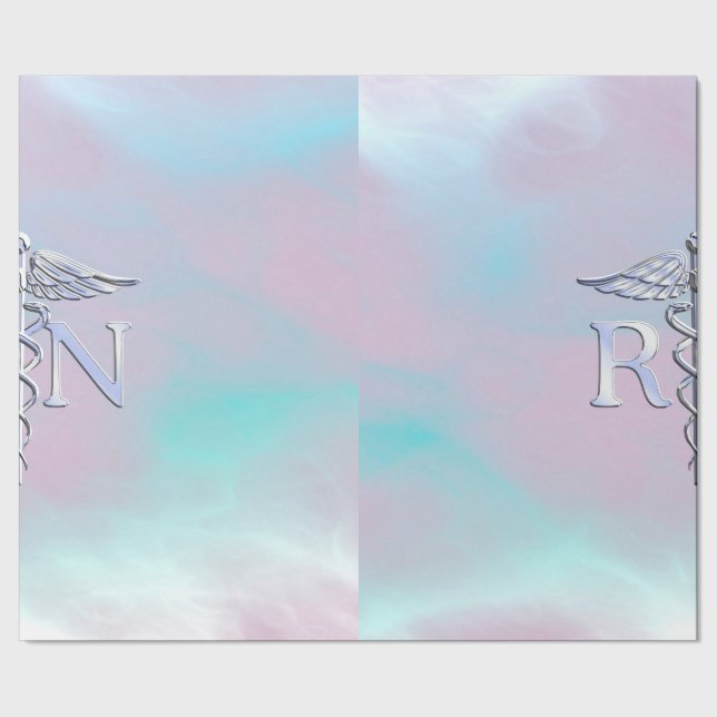 Papel De Presente Cromo como RN Caduceus no Estilo de Pérola Mãe (Barra)