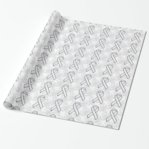 Papel De Presente Cromo Estilo Fita Branca Conscientização Houndstoo