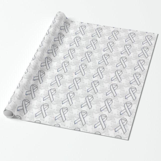 Papel De Presente Cromo Estilo Fita Branca Conscientização Houndstoo (Desenrolado)