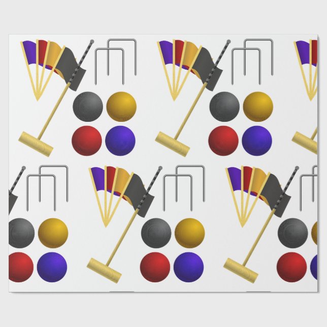 Papel De Presente Croquet Equipment Set Mallet Balls Hoops (Aberto)