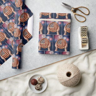 Papel De Presente Crosta de Bandeira Americana em uma Torta de Cerej