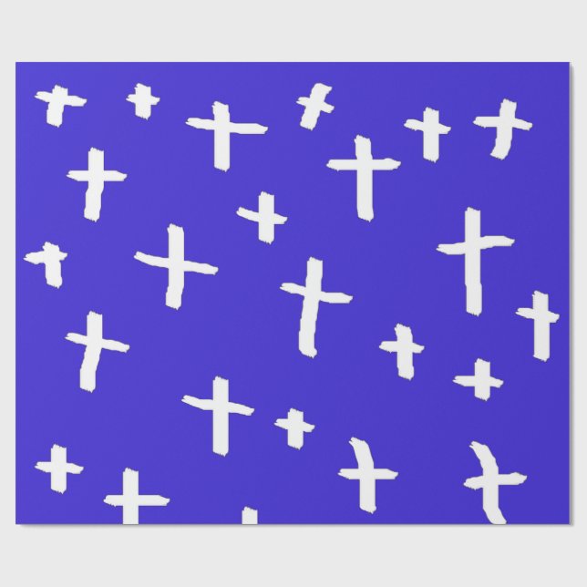Papel De Presente cruz azul branca (Aberto)