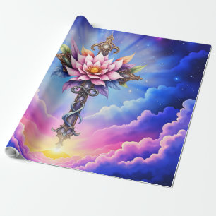 Papel De Presente Cruz Celestial do Lótus