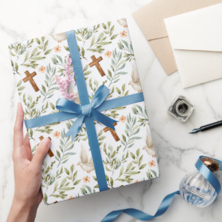 Papel De Presente Cruz Cristã Flor de Pombo