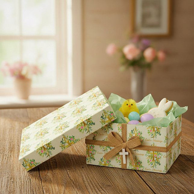 Papel De Presente Cruz de ouro e rosas cor-de-rosa personalizado Pás (Criador carregado)