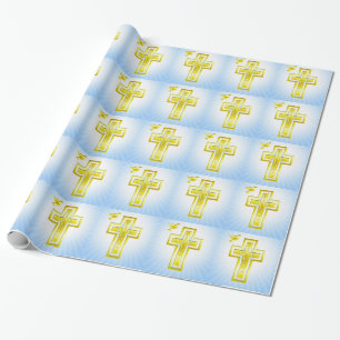 Papel De Presente Cruz do ouro do amor, da esperança e da fé