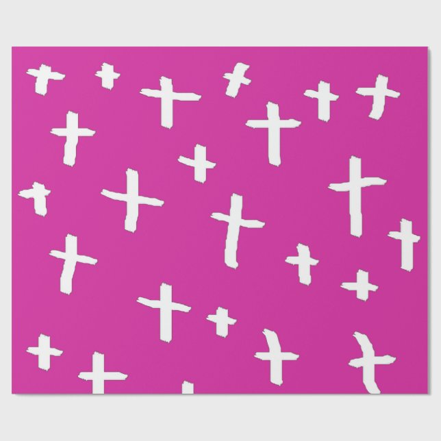 Papel De Presente cruz rosa branca (Aberto)
