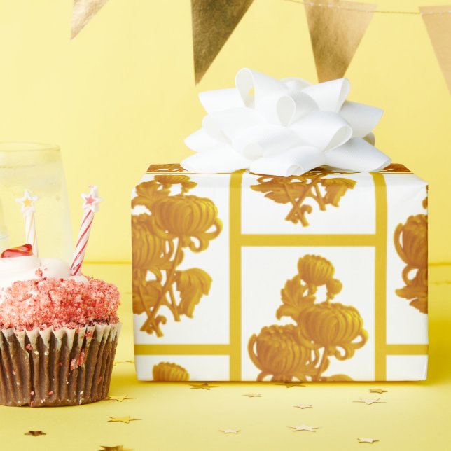 Papel De Presente Crysanthemum Amarelo (Festa de aniversário)