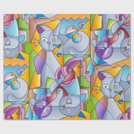 Papel De Presente Cubist Cats - The Mininos