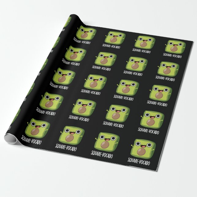 Papel De Presente Cubo de Abacate Engraçado Square-vocado com Fundo  (Desenrolado)