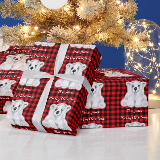 Papel De Presente Cubo de urso polar de Natal, filhote de urso branc (Feriados)