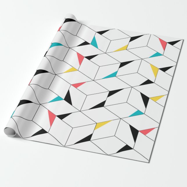Papel De Presente Cubos coloridos, modernos, alegres, modernos e fel (Desenrolado)