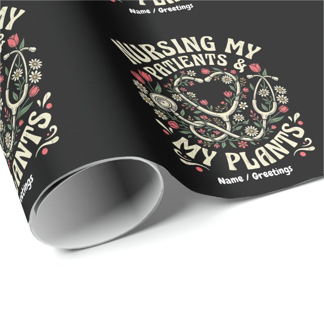 Papel De Presente Cuidando Meus Pacientes & Minhas Plantas Steth Ret (Ponta do rolo)