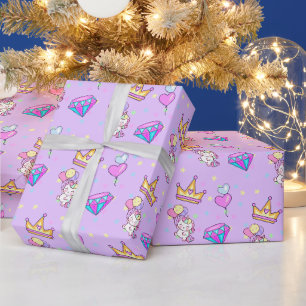 Papel De Presente Cujo unicórnio arco-íris é aniversário de criança 