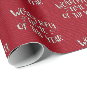 Papel De Presente Cumprimento da música do Natal no vermelho