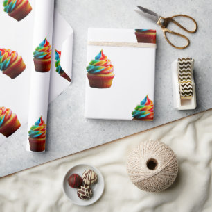 Papel De Presente Cupa doce giratória da SlipperyJoe com glacê color