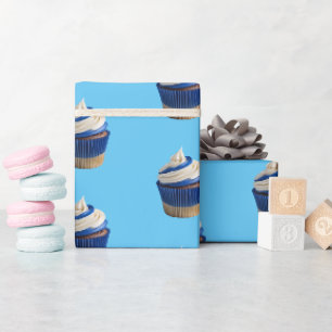 Papel De Presente Cupcake Azul