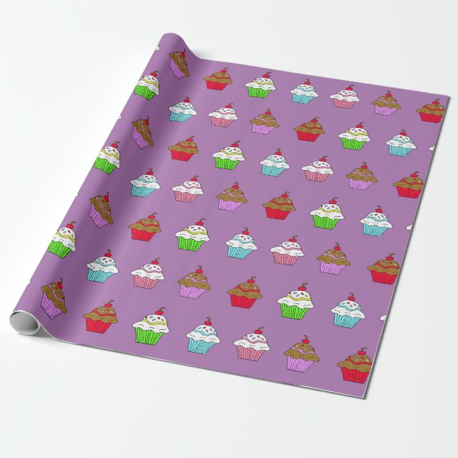 Papel De Presente Cupcake Colorido Whimsical (Desenrolado)