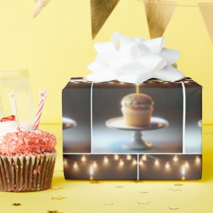 Papel De Presente Cupcake De Aniversário Com Iluminação De Cordas