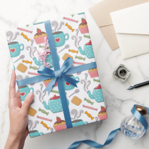 Papel De Presente Cupcake de biscoito de café com coração bonito