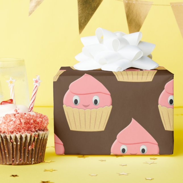 Papel De Presente Cupcake De Morango De Cartoon Gelado (Festa de aniversário)