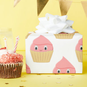 Papel De Presente Cupcake De Morango De Cartoon Gelado