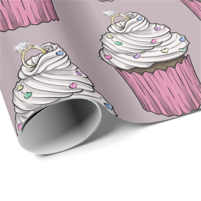 Papel De Presente Cupcake de proposta doce (Ponta do rolo)