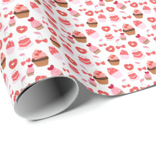 Papel De Presente Cupcake Doce Dia Dos Namorados