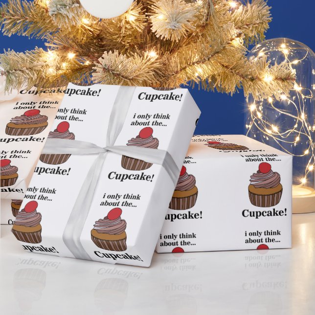 Papel De Presente Cupcake Eu Só Penso No Cupcake (Feriados)