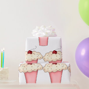 Papel De Presente Cupcake Kawaii, bonito, Milkshake com Cereja