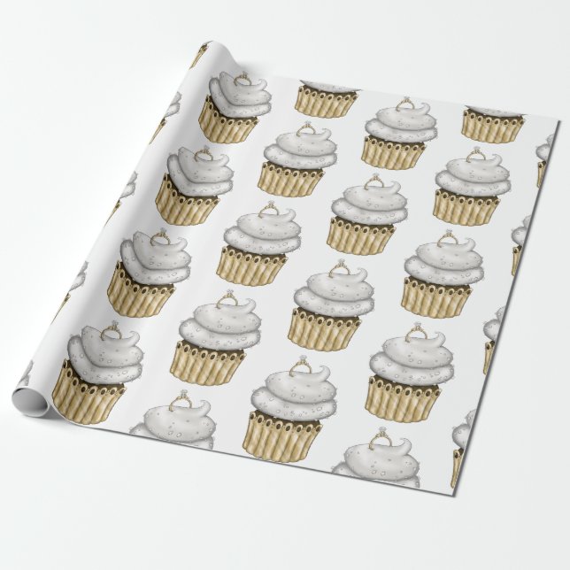 Papel De Presente Cupcake Noivado doce (Desenrolado)