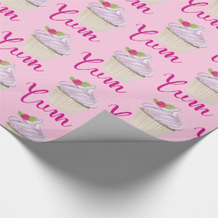 Papel De Presente Cupcake Rosa Sonhento com Yum Framboesa!