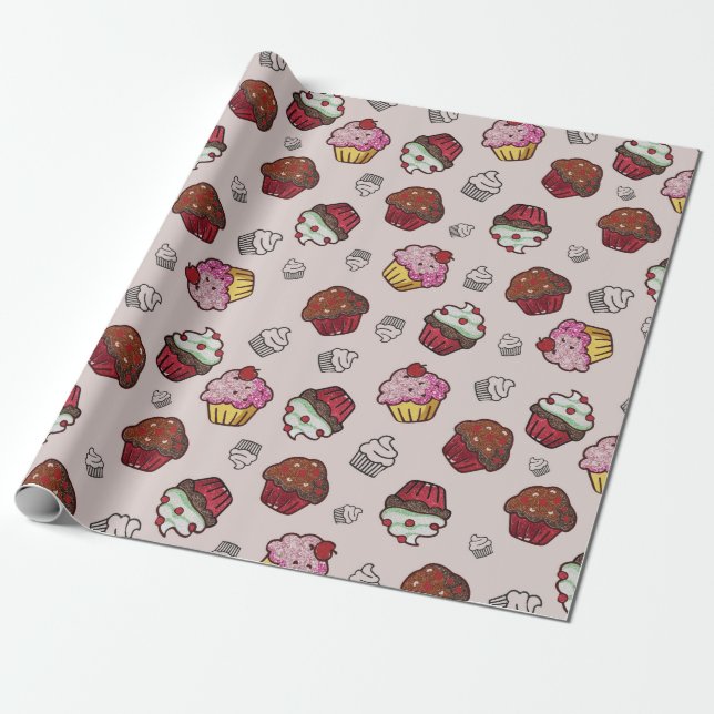 Papel De Presente Cupcakes (Desenrolado)