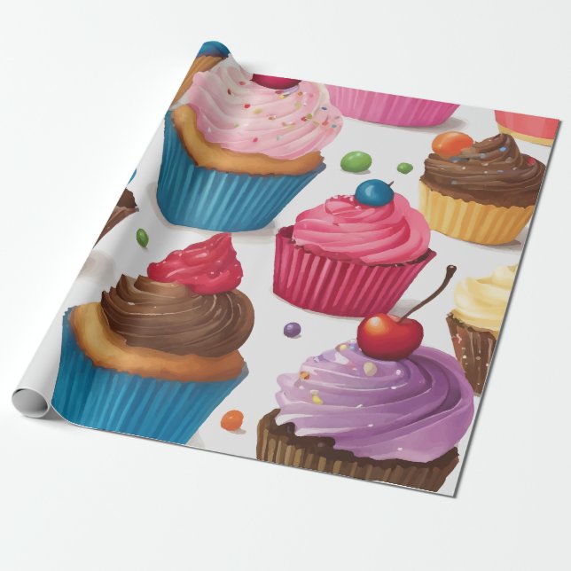 Papel De Presente Cupcakes (Desenrolado)