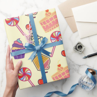 Papel De Presente cupcakes de 30 polegadas x 60 pés e Lollypops padr