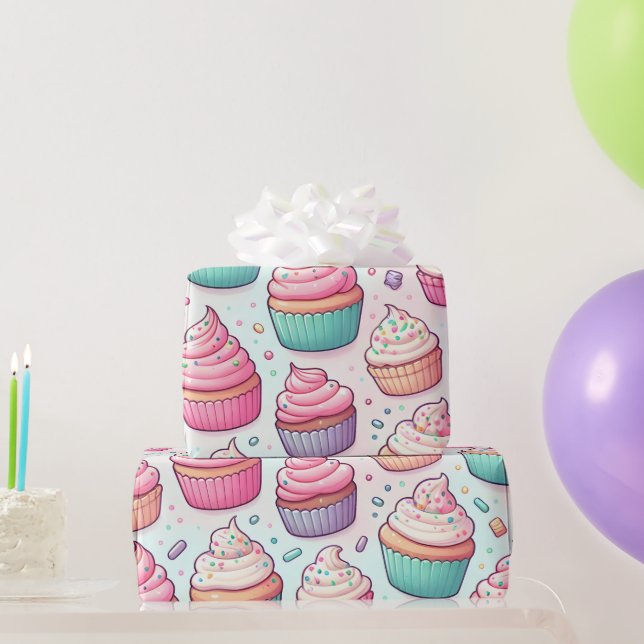 Papel De Presente Cupcakes e Pastéis (Presentes para festas)