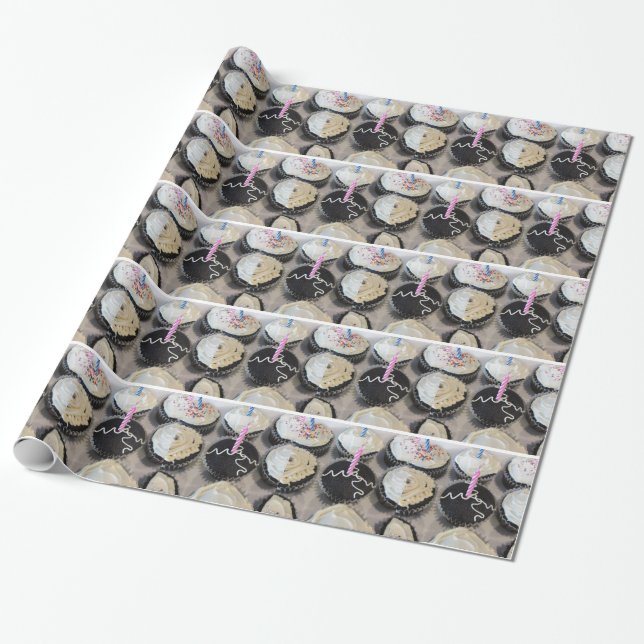 Papel De Presente Cupcakes Elegantes (Desenrolado)