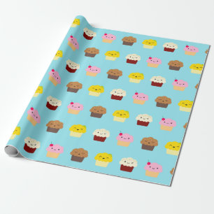 Papel De Presente Cupcakes Kawaii