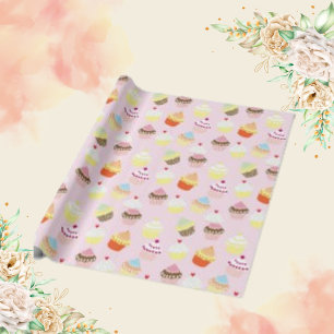 Papel De Presente Cupcakes Padrão de Fundo do Wallpaper de Aquarela
