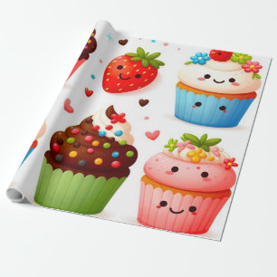 Papel De Presente Cupcakes Papel de enrolamento