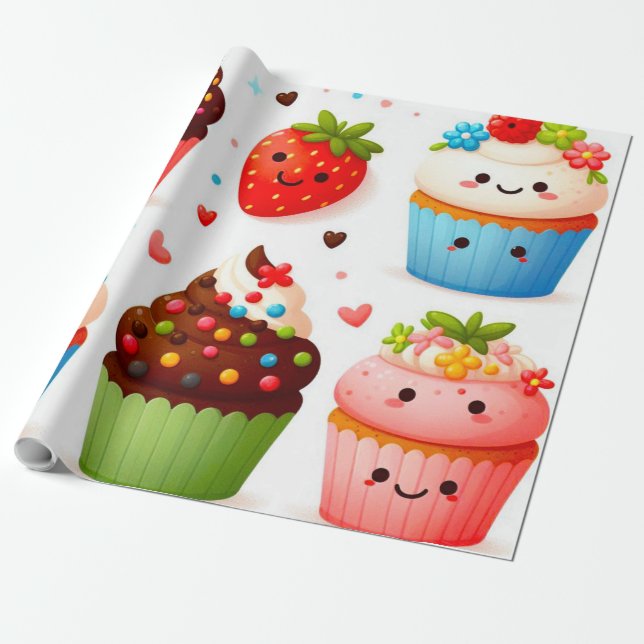 Papel De Presente Cupcakes Papel de enrolamento (Desenrolado)