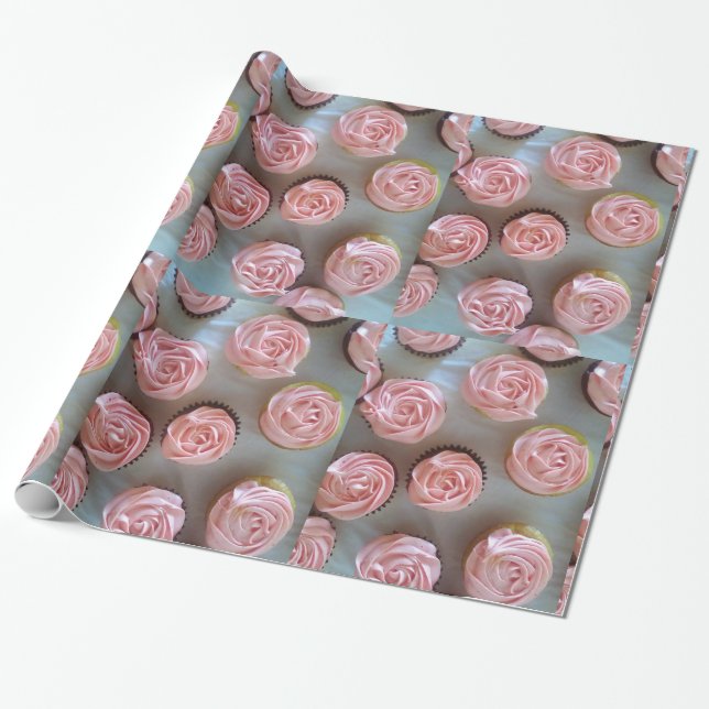 Papel De Presente Cupcakes rosa (Desenrolado)