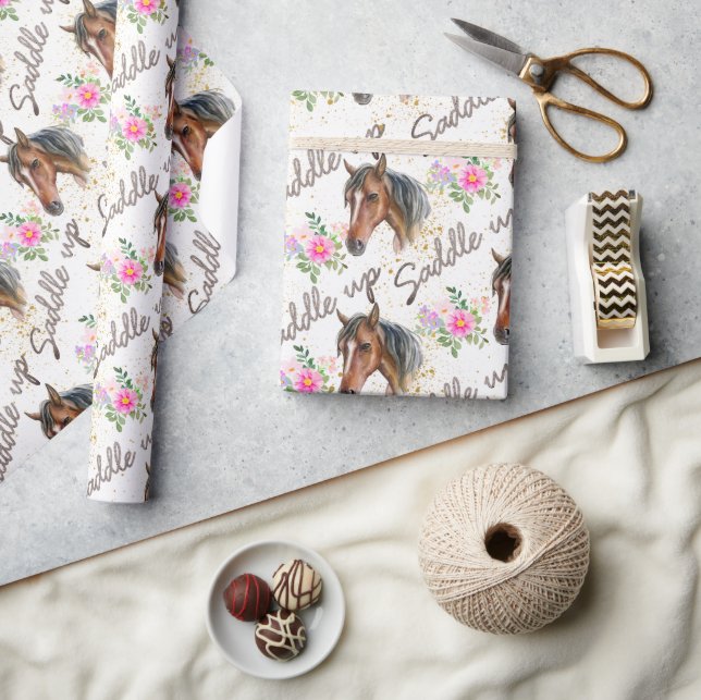 Papel De Presente Cure Horse Elegant White Birday Girl (Artesanato)