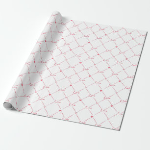 Papel De Presente Cursivo "amor" com pequenos corações